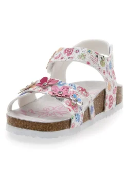 Sandali Bianchi e Rosa Con Applicazioni Floreali Pitt Kids 14407