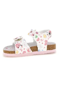 Sandali bianchi fantasia floreale con strappi Pitt kids 14223
