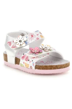 Sandali bianchi fantasia floreale con strappi Pitt kids 14223