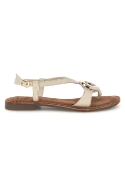Sandali bianchi in vera pelle con decoro circolare frontale Pittarello look IF6532
