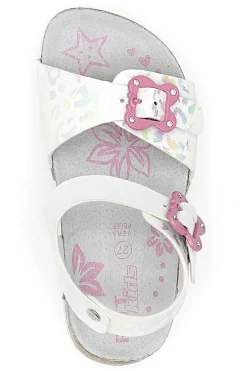 Sandali bianchi leopardati con fibbie rosa Pitt Kids 14505