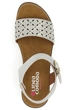 Sandali Bianchi Perlati con Platform Linea Comoda 7194P