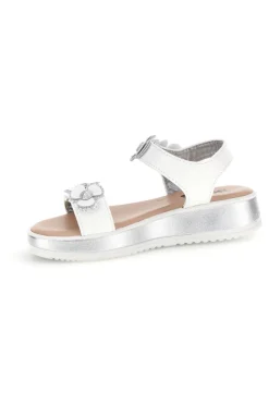 Sandali bianco applicazioni floreali cinturino regolabile Pitt kids 392642S