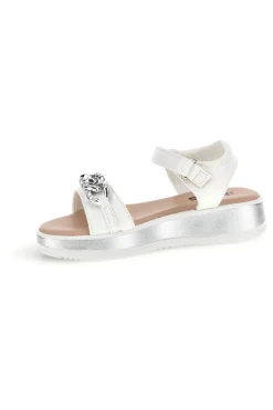 Sandali bianco con cinturini con brillantini Pitt kids 392629S