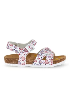 Sandali bianco con stampa cuori rosa Pittarello bio 257A743SR