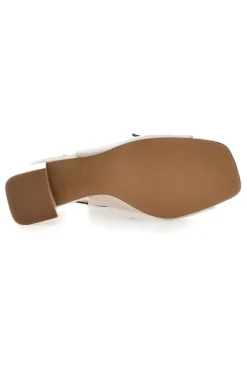 Sandali Bicolor Beige e Neri Eleganti con Tacco Largo e Dettaglio Gioiello Marcella Burani 51161