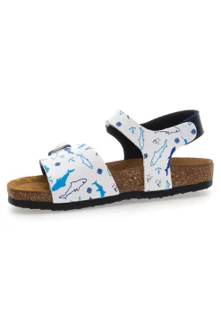 Sandali blu con cinturini stampati e plantare preformato Pittarello Bio 257A066SR