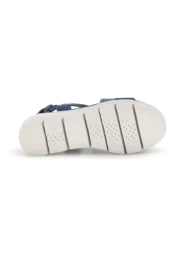 Sandali blu con fasce intrecciate e velcro The first active 24001A