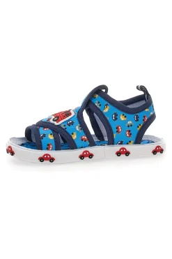 Sandali blu con stampa camion dei pompieri Pitt kids PK2635D