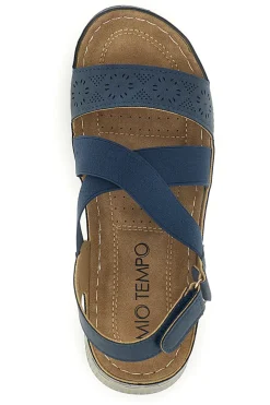 Sandali blu con zeppa e fasce incrociate Mio tempo Q17751