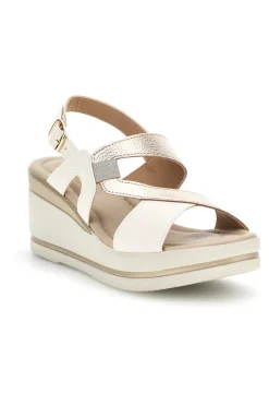 Sandali burro champagne con zeppa Pittarello look MK3313258