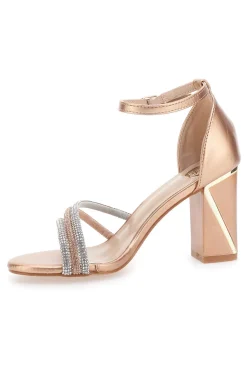 Sandali con tacco dorati e strass LE HAVRE PARIS 233