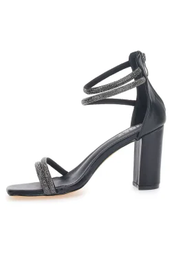 Sandali con tacco e strass The First 1801 Neri