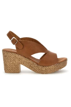Sandali Cuoio Con Tacco Intrecciato Pittarello 7484313