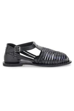 Sandali Fisherman Neri Con Suola Flat Pittarello Look 5022