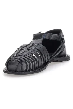 Sandali Fisherman Neri Con Suola Flat Pittarello Look 5022