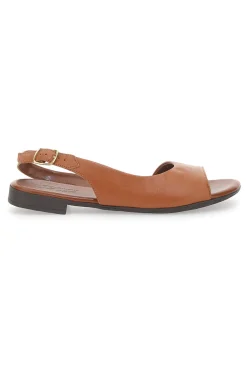 Sandali Flat Brandy In Vera Pelle Pittarello Look 225110