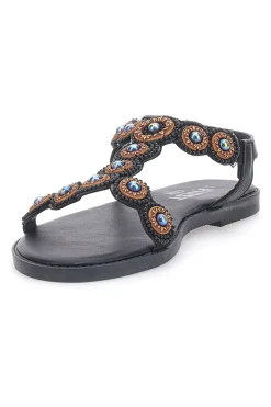 Sandali Flat Neri Con Applicazioni Colorate THE FIRST CHIC PREA752