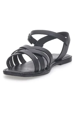 Sandali flat neri con fasce incrociate e cinturino alla caviglia PITTARELLO SUN A99311101