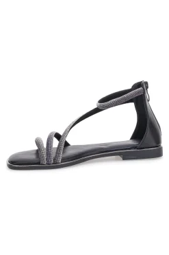 Sandali Flat Neri Con Strass Cafe' Cost 271