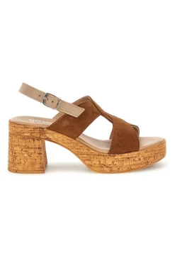 Sandali in pelle marrone con tacco largo e plateau Pittarello 322418379