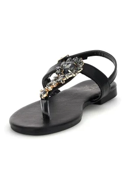 Sandali infradito nero con gioiello Mon dieu PREA3574