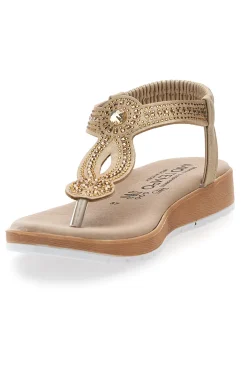 Sandali infradito oro con decorazioni gioiello Mio Tempo LR253421
