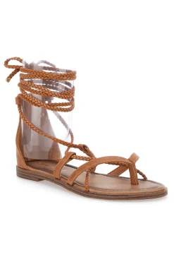 Sandali Lace-Up Sabbia Con Suola Flat Cafe' Cost 2502