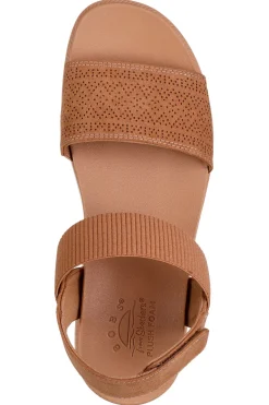 Sandali marroni con cinturino in velcro e fascia traforata Skechers Desert kiss low