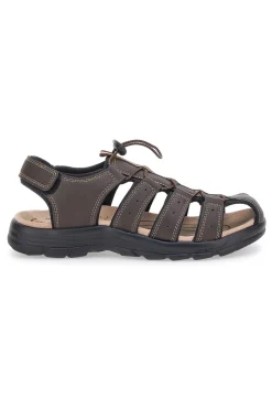Sandali marroni con velcro ed elastico johes land 2208