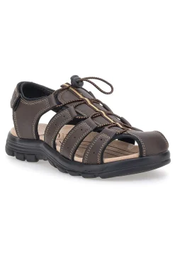 Sandali marroni con velcro ed elastico johes land 2208