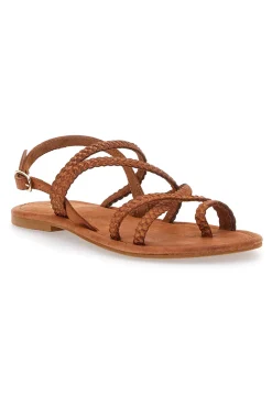 Sandali Marroni Flat In Vera Pelle Pittarello Look 5024