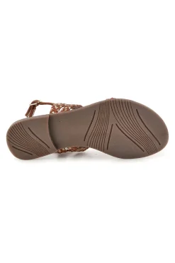 Sandali marroni in vera pelle con fasce intrecciate Pittarello look IF10104