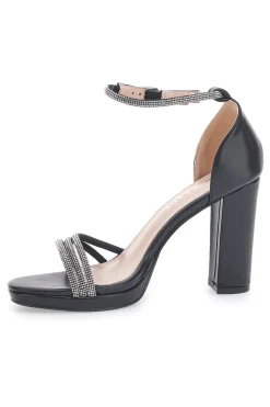 Sandali Neri Aperti Con Tacco E Cinturino First Lady P557
