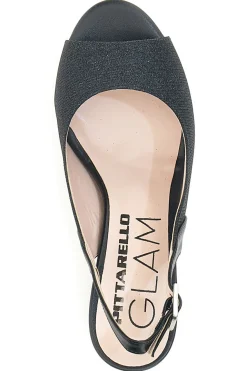 Sandali Neri Con Brillantini e Cinturino Sling-back Pittarello Glam 916