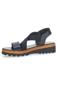 Sandali Neri con Elastici Frontali e Tomaia in Pelle PITTARELLO 310570811
