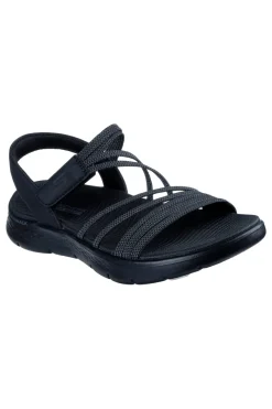 Sandali neri con fasce elastiche e cinturino in velcro Skechers Go walk flex sandal