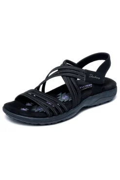 Sandali neri con fasce elastiche Skechers REGGAE SLIM SUNNYSIDE 2.0