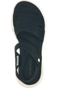 Sandali neri con fasce in tessuto suola comfort Plocadi G80634