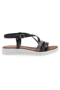 Sandali Neri con Glitter Mio Tempo 8864
