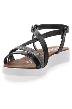 Sandali Neri con Glitter Mio Tempo 8864