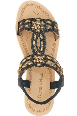 Sandali Neri Con Perline Quanna Mel 21026