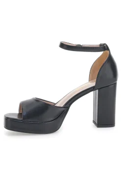 Sandali Neri con Plateau e Cinturino Alla Caviglia FIRST LADY P558
