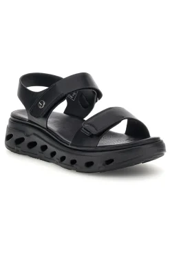 Sandali neri con strappi in velcro suola comfort Plocadi G88382
