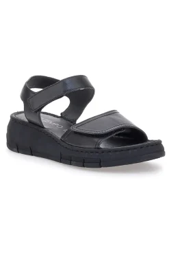 Sandali Neri con Strappi In Velcro Mio Tempo 350005
