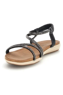 Sandali neri con strass e cinturino elasticizzato Cafe' cost 80965