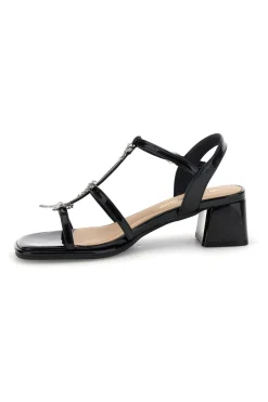 Sandali neri con strass e tacco largo Mariella Burani 519601325
