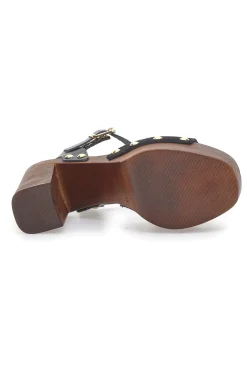 Sandali Neri con Tacco Alto Effetto Legno PITTARELLO LOVE 35021