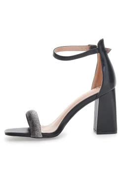Sandali Neri con Tacco e Strass First Lady 419