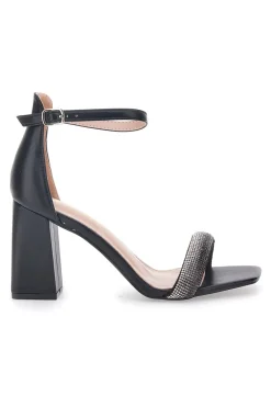 Sandali Neri con Tacco e Strass First Lady 419